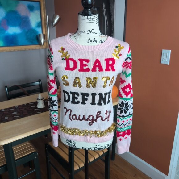No Boundaries Pink, Sweet Ugly Christmas Sweater Sz S - Picture 9 of 9